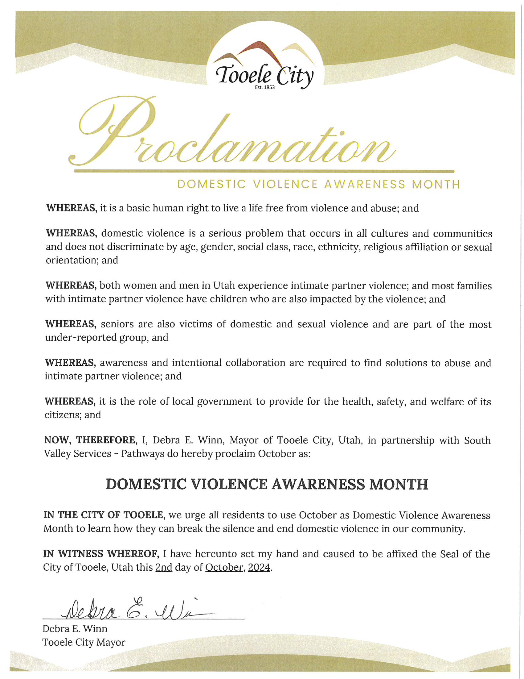 Domestic Violence Awareness Month Proclamation